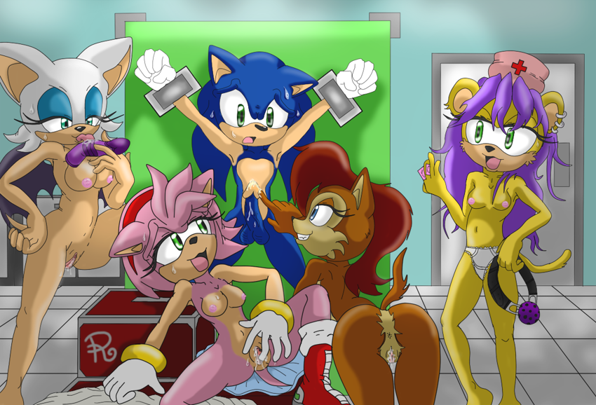 4girls amy_rose ass breasts cute dildo furry nipples orgy penis pussy rouge_the_bat sally_acorn sonic sonic_the_hedgehog