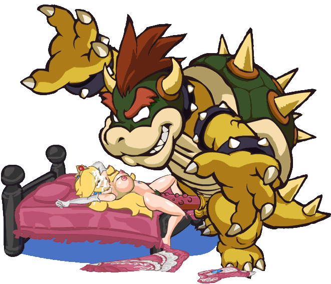 blonde_hair blue_eyes blush bowser breasts crown cum cum_on_face cum_on_hair elbow_gloves female game_over gif gloves hair high_heels huge_penis large_breasts large_penetration long_hair monster nintendo nipples on_back open_mouth parody penis playshapes princess_peach pussy rape sex spread_legs super_mario vaginal