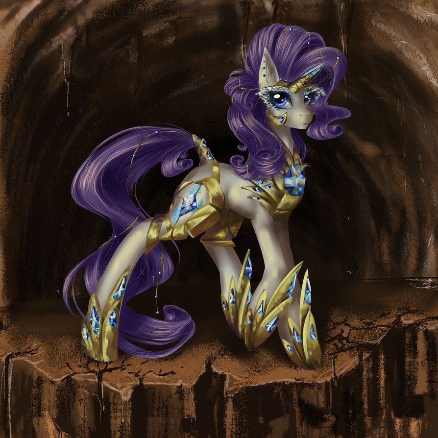 1girl armour cave crystal equine fim friendship_is_magic gem_cutie_mark looking_up mlp my_little_pony rarity_(mlp) rock solo unicorn