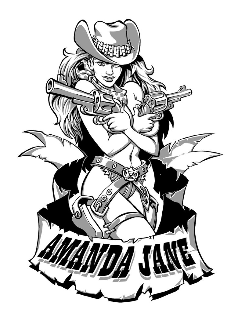 amanda_jane cowgirl draw monochrome tagme tattoo