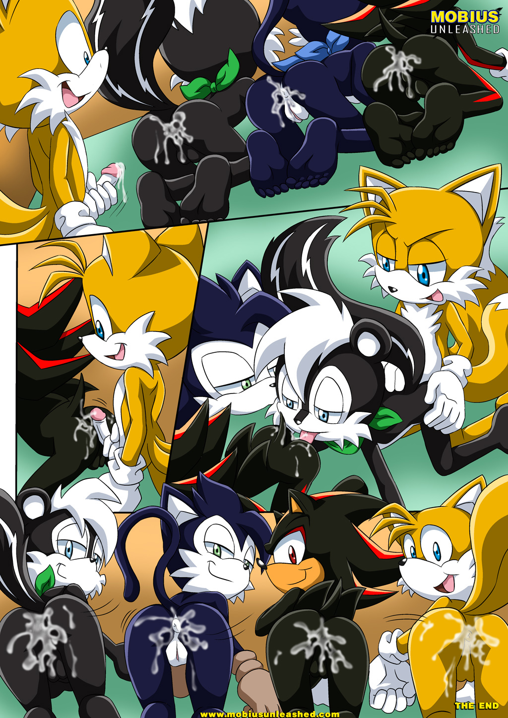 1girl 2015 3boys anal anus archie_comics ass_on_face barefoot bbmbbf bisexual breasts cat cum feet fox geoffrey_st_john hershey_the_cat licking miles_"tails"_prower mobius_unleashed palcomix penis pervert_smile pussy sega semen shadow_the_hedgehog skunk smile sonic_(series) sonic_the_hedgehog_(series) stud tails the_st._john's_kinky_fling yaoi