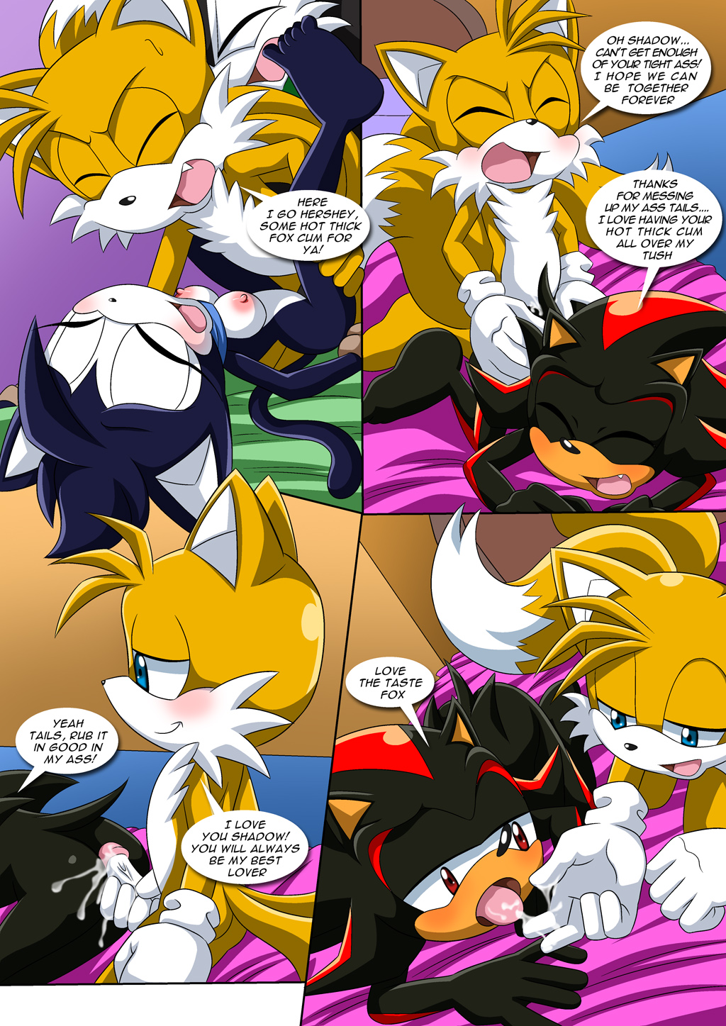1girl 2015 2boys anal archie_comics barefoot bbmbbf bisexual breasts cat cum fangs feet fox geoffrey_st_john hershey_the_cat miles_"tails"_prower mobius_unleashed palcomix penetration penis sega shadow_the_hedgehog skunk sonic_(series) sonic_the_hedgehog_(series) stud tails testicle the_st._john's_kinky_fling trio yaoi