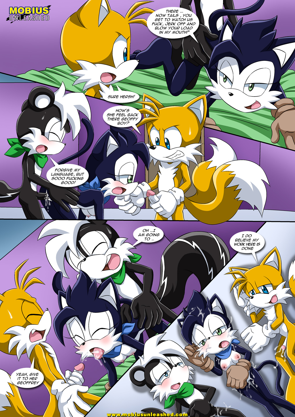 1girl 2015 2boys anal archie_comics barefoot bbmbbf bisexual breasts cat cumbisexual feet fox geoffrey_st_john hershey_the_cat miles_"tails"_prower mobius_unleashed palcomix penis pervert_smile pussy sega skunk smile sonic_(series) sonic_the_hedgehog_(series) stud tails the_st._john's_kinky_fling trio yaoi