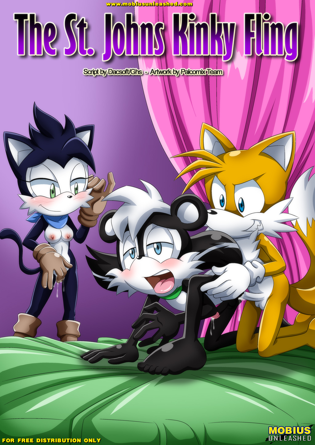1girl 2015 2boys archie_comics barefoot bbmbbf bisexual breasts cat comic cover_page fangs feet fox geoffrey_st_john hershey_the_cat miles_"tails"_prower mobius_unleashed palcomix penetration penis pervert_smile sega skunk smile sonic_(series) sonic_the_hedgehog_(series) tails testicle the_st._john's_kinky_fling yaoi