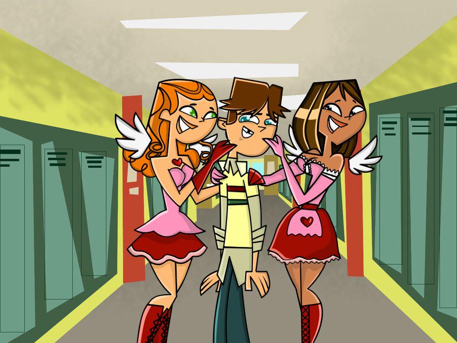 breasts brown_hair brown_skin cartoon_network cody_(tdi) courtney_(tdi) cupid curly_hair female green_eyes heart hourglass_figure izzy_(tdi) latina male navel orange_hair thick_ass thick_legs thick_thighs total_drama_island valentine's_day