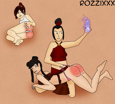 avatar:_the_last_airbender azula female_only mai_(avatar) over_the_knee red_ass rozzixxx spank spanking ty_lee wedgie