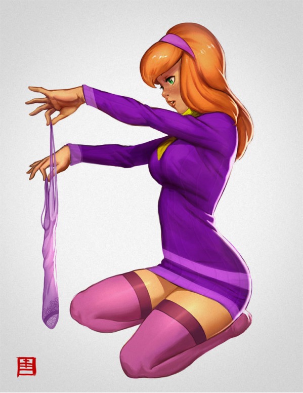 clothed daphne_blake dress hairband red_hair redhead scooby-doo stockings tagme