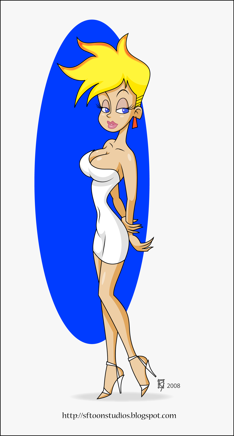 big_breasts blonde_hair blue_eyes breasts dress genderswap jenny_test johnny_test johnny_test_(character) sftoon