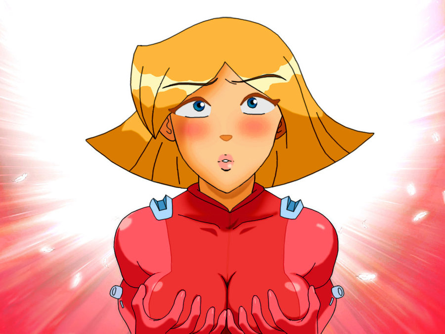blushing breast_squeeze clover_(totally_spies) looking_at_viewer totally_spies