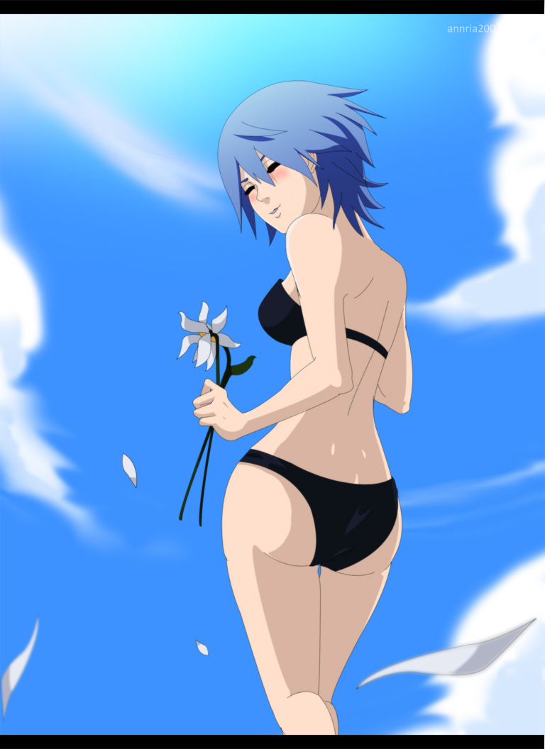 annria2002 aqua_(kingdom_hearts) ass bikini blue_hair breasts kingdom_hearts solo swimsuit