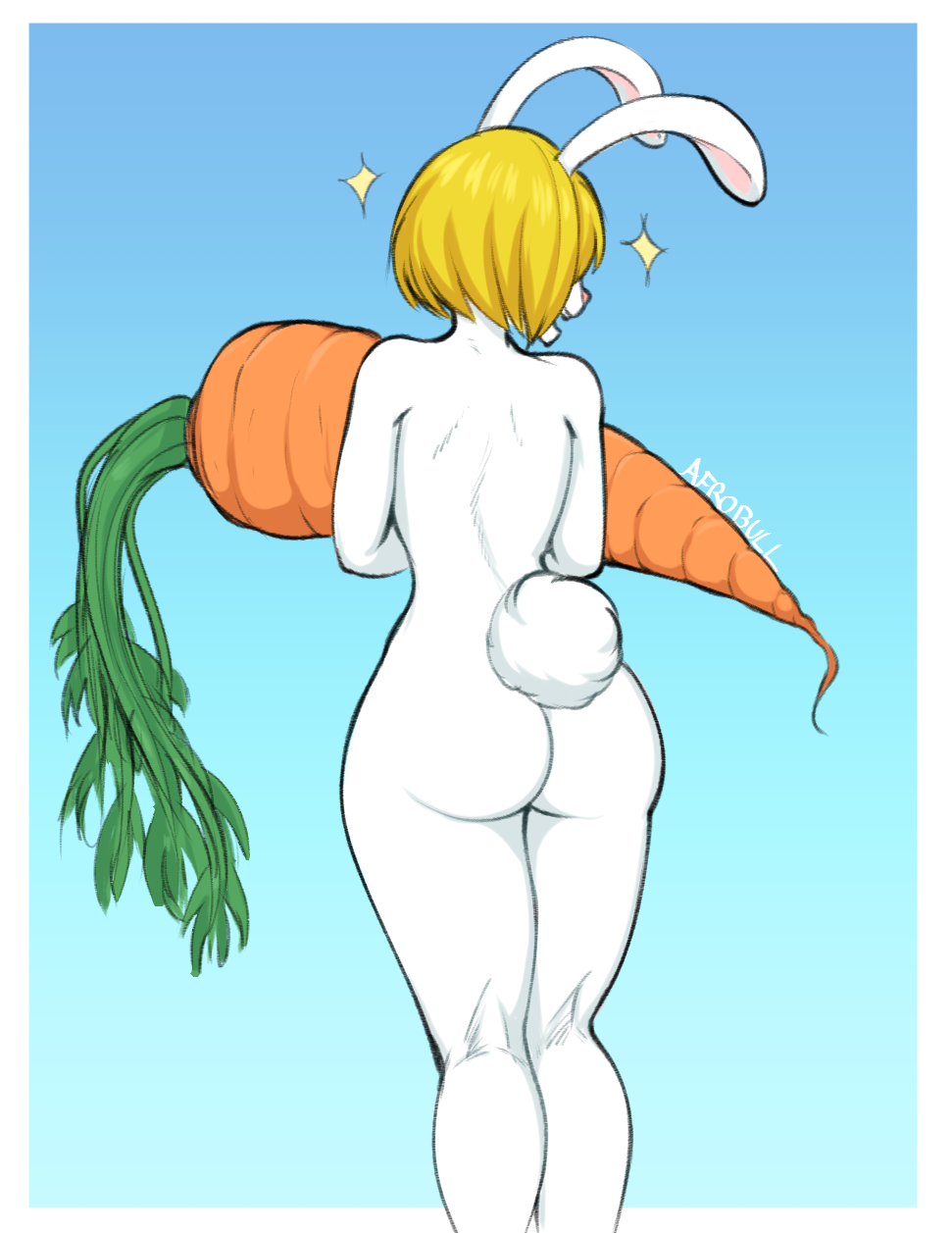 1girl 1girl 1girl afrobull animal_ears ass blonde bunny bunny_ears bunny_girl bunny_tail carrot carrot_(one_piece) completely_nude female_only female_solo furry high_resolution huge_ass looking_back nude one_piece open_mouth short_hair tail white_fur