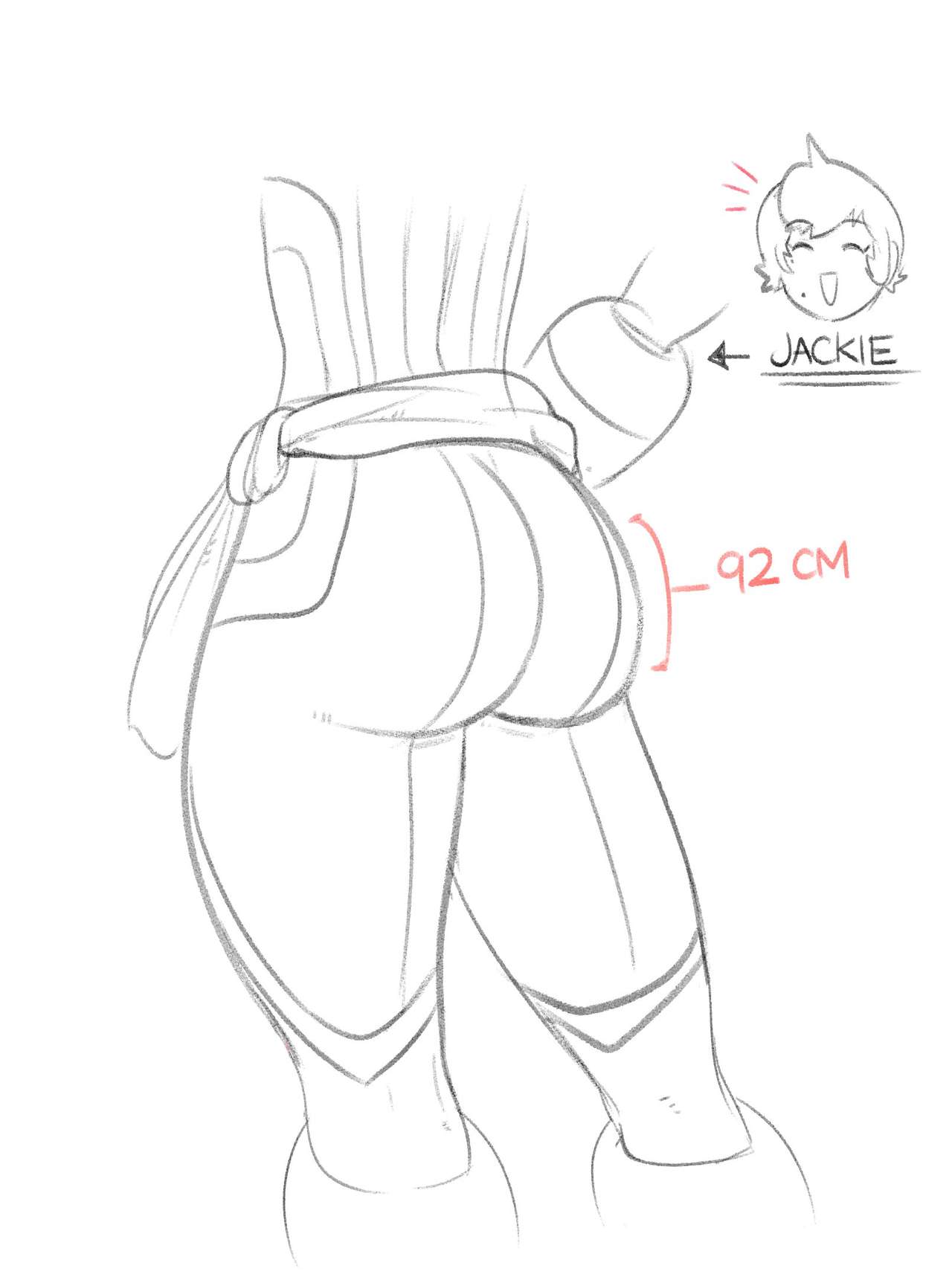 1girl ass big_ass bodysuit buttholemagick huge_ass jackie_(buttholemagick) large_ass mole mole_under_mouth round_ass sketch smile standing thick_thighs