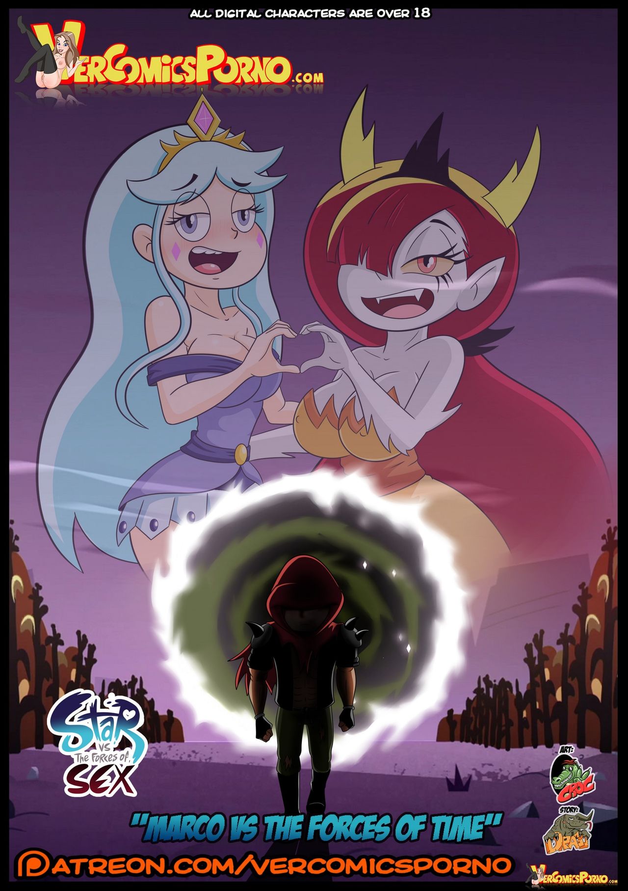 1boy 1girl comic cover_page croc_(artist) disney disney_channel disney_xd english english_text hekapoo latino male marco_diaz marco_vs_the_forces_of_time moon_butterfly star_vs_the_forces_of_evil vercomicsporno