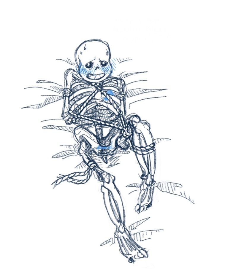 1boy animated_skeleton blue_blush blush bondage bottom_sans bound bound_arms bound_legs completely_naked completely_nude looking_at_viewer male male_only monster nude restrained restraints rope rope_bondage sans sans_(undertale) skeleton solo submissive tied_up uke_sans undead undertale undertale_(series) unknown_artist white_background