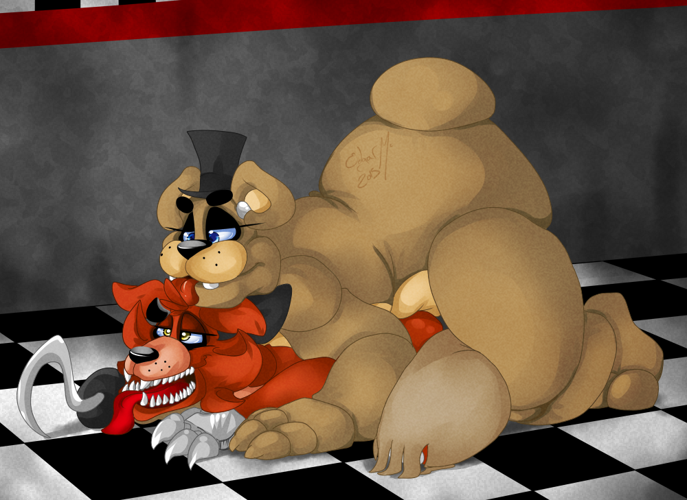 2015 2boys 3_fingers anal anal_sex animatronic anthro anthro_on_anthro barefoot bear blue_eyes bow bow_tie brown_body brown_fur canine chubby eye_patch eyewear five_nights_at_freddy's fox foxy_(fnaf) freddy_(fnaf) frots fur gay golden_eyes half-closed_eyes hat hook hook_hand inside licking_hair long_tongue looking_down machine male male/male male_penetrated male_penetrating male_penetrating_male mammal nude on_floor on_top open_mouth orgasm orgasm_face penetrated penetration pirate red_body red_fur robot sex sharp_claws sharp_teeth short_tail smile teeth thick_tail tongue tongue_out video_games yaoi