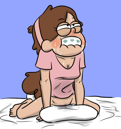 bottomless braces disney gravity_falls hairless_pussy mabel_pines masturbation orgasm pillow pussy pussy_juice spread_legs sweating