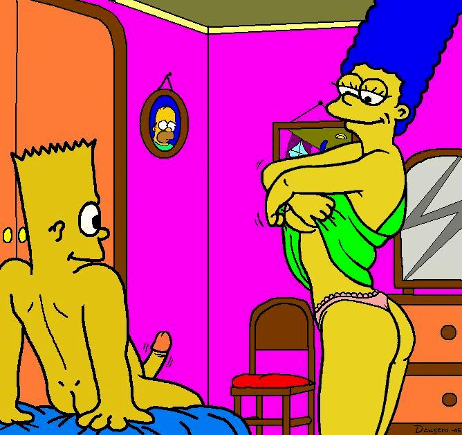 bart_simpson child dagger_(artist) erection incest marge_simpson mother_and_son shota shotacon the_simpsons undressing yellow_skin