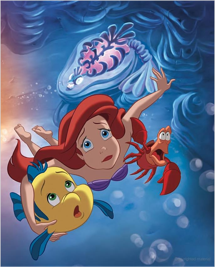 crab disney fish flounder princess_ariel scared seashell_bra sebastian the_little_mermaid underwater water