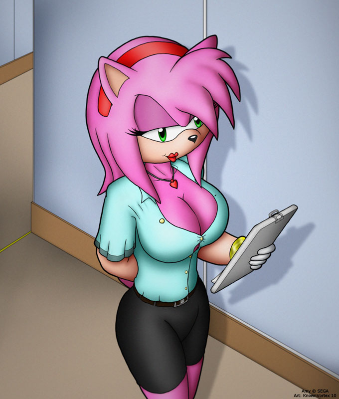 2010 amy_rose big_breasts breasts cleavage female knownvortex necklace sega solo sonic_(series)