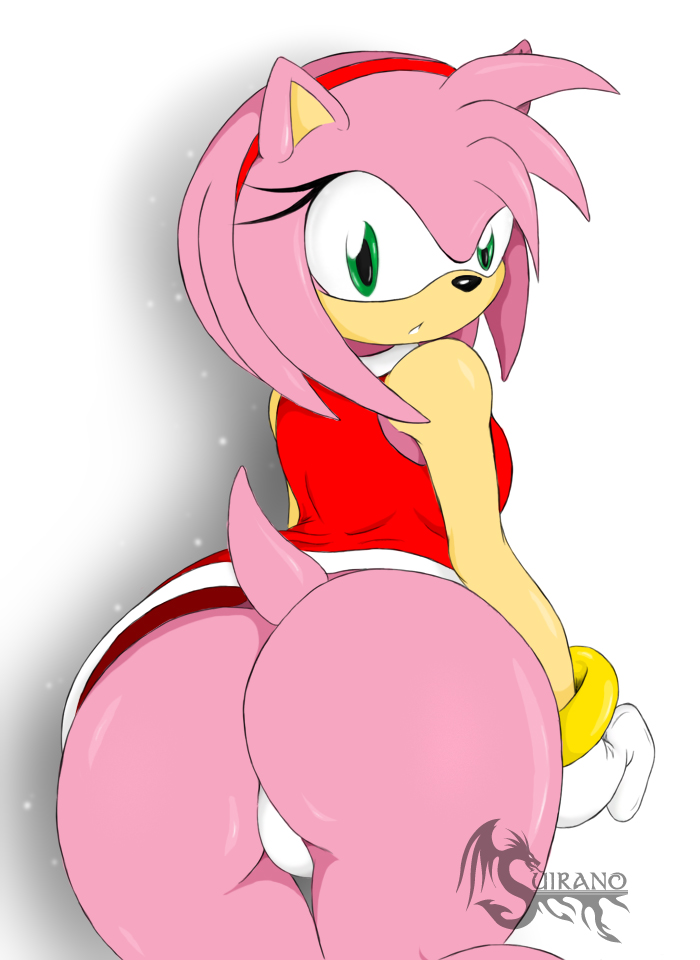 amy_rose ass female gloves hedgehog looking_back sega short_hair solo sonic_(series) suirano tail