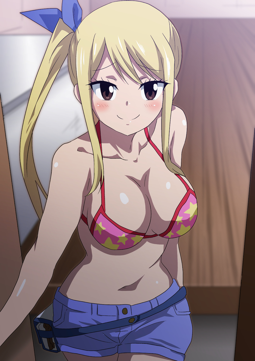1girl 1girl big_breasts blonde_hair breasts brown_eyes fairy_tail female_only hera_(hara0742) long_hair looking_at_viewer lucy_heartfilia smile solo_female solo_focus swimsuit tagme