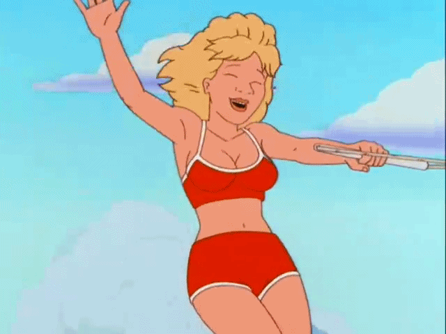 animated big_breasts bikini bouncing_breasts breasts cleavage clouds gif jiggle king_of_the_hill luanne_platter water
