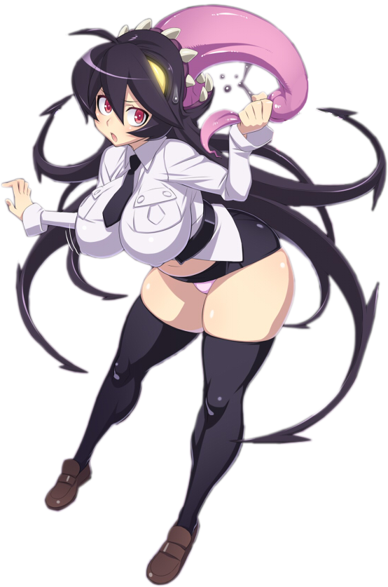 1girl :o ahoge big_breasts black_hair black_legwear breasts christine_marie_cabanos curvy del_stetson fangs filia_(skullgirls) formal futakuchi-onna glowing glowing_eyes grab grabbing huge_breasts impossible_clothes impossible_shirt lab_zero_games large_breasts legs long_hair looking_back midriff miniskirt neck_tie necktie no_pupils open_mouth plump prehensile_hair red_eyes samson_(skullgirls) shirt simple_background skirt skullgirls source_request sweatdrop thick_thighs thighhighs thighs tongue tongue_out transparent_background uniform uno_makoto very_long_hair white_background yellow_eyes