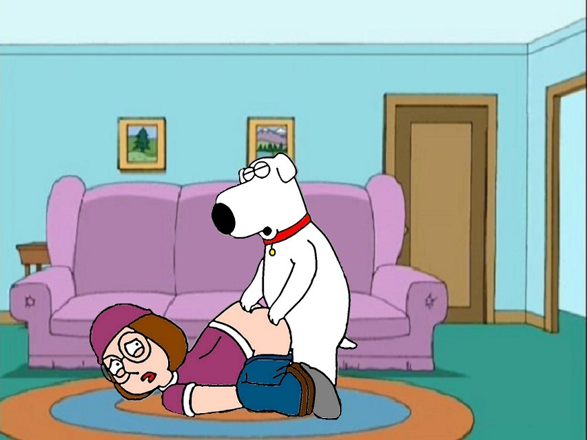 1_anthro 1_female 1_girl 1_male anthro_dog brian_griffin brown_hair canine carpet collar couch dog doggy_position family_guy female female_human female_human/male_anthro female_human/male_anthro_dog from_behind glasses hair human interspecies living_room male male/female male_anthro male_anthro_dog meg_griffin pants_down sex size_difference top-down_bottom-up white_fur