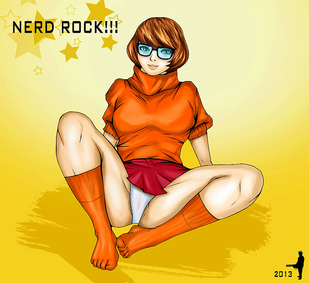 2013 abstract_background glasses miniskirt panties scooby-doo skirt star tagme velma_dinkley white_panties yellow_background