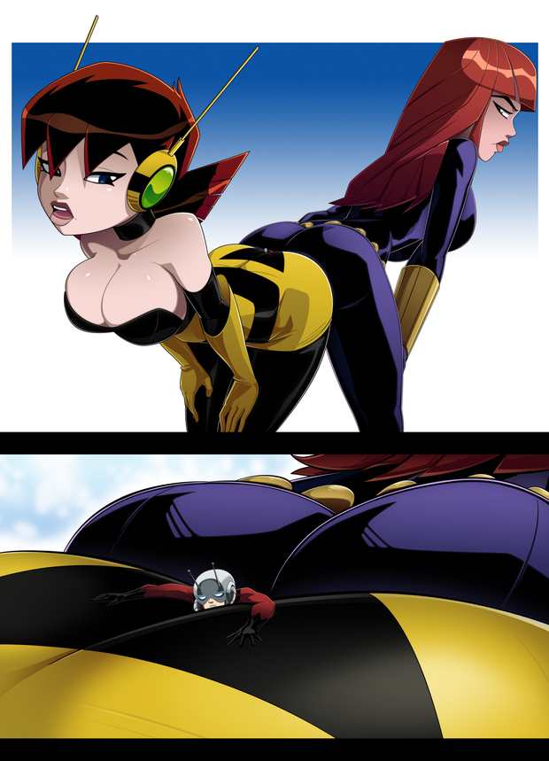 2_girls ant-man ass_press avengers big_ass big_breasts black_widow black_widow_(marvel) brown_hair canon_couple cleavage dat_ass giantess green_eyes hank_pym headphones janet_van_dyne long_hair male marvel marvel_animated_universe natasha_romanoff ravenravenraven red_hair short_hair superheroine the_avengers:_earth's_mightiest_heroes the_wasp voluptuous wasp_(marvel)