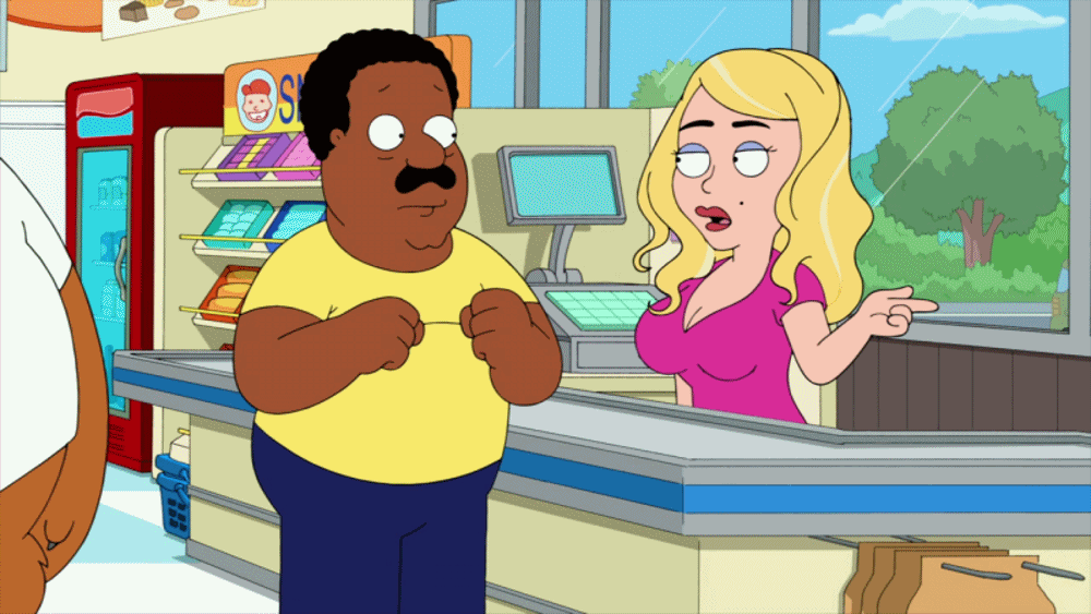 big_boob_june big_breasts bouncing_breasts breasts cleavage cleveland_brown clothes gif hair the_cleveland_show tim_the_bear