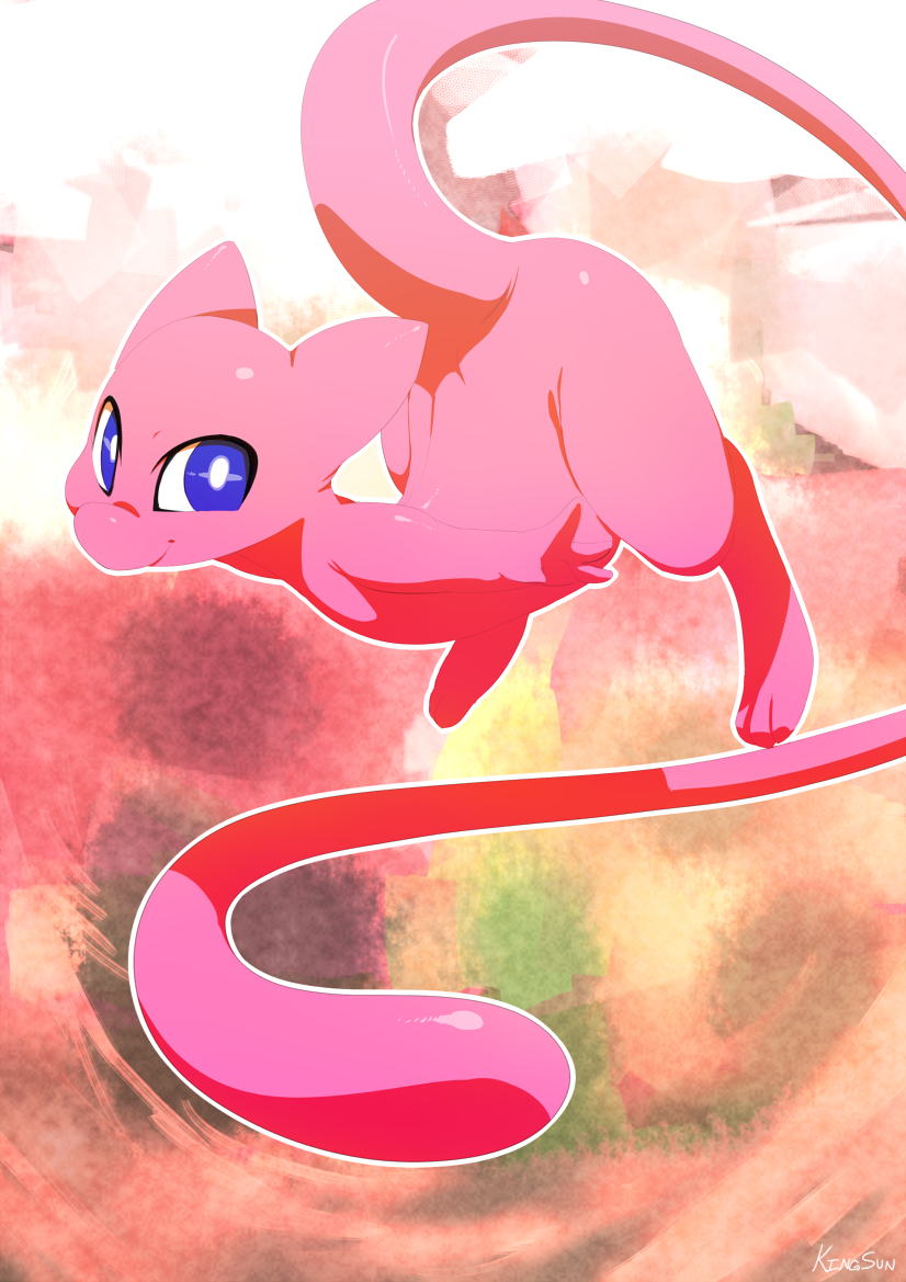 ambiguous_gender legendary_pokemon mew nintendo pink pink_body pokemon purple_eyes solo sunibee video_games