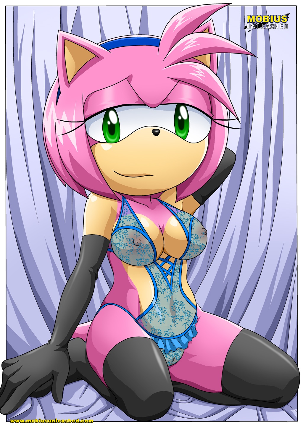 1girl amy_rose asking_for_it bbmbbf breasts female_only horny lingerie looking_at_viewer mobius_unleashed palcomix saturday_night_fun_4 sega sonic_(series) sonic_the_hedgehog_(series) stockings