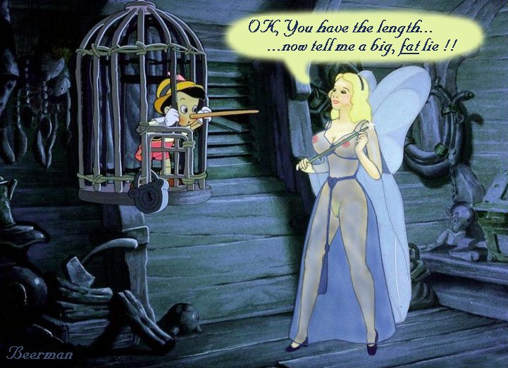 1boy 1girl beerman big_breasts blonde_hair blue_fairy breasts cage disney indoors legs no_bra no_panties no_underwear pinocchio pinocchio_(character) pussy see-through see-through_clothes see-through_dress see_through standing text wand wings