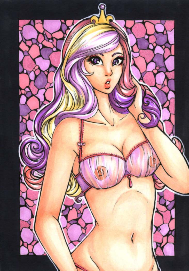 1girl bra breasts female female_human female_only friendship_is_magic humanized looking_at_viewer mostly_nude my_little_pony navel panties princess_cadance see-through see-through_bra solo