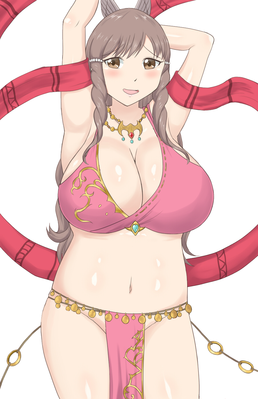 1girl beautiful big_breasts blush breasts brown_eyes brown_hair cleavage cosplay edit embarrassed exhibitionism fire_emblem fire_emblem:_awakening fire_emblem:_genealogy_of_the_holy_war fire_emblem_heroes fuckable hair_ornament hot huge_breasts insanely_hot jewelry lene_(fire_emblem) lene_(fire_emblem)_(cosplay) lonh_hair looking_at_viewer midriff milf navel necklace nice_body nintendo no_bra no_panties no_underwear open_mouth photoshop plump raigarasu revealing_clothes sexy smile sumia sumia_(fire_emblem) tagme thick_thighs thighs