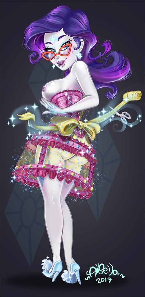 1girl 2017 ass bare_legs bare_shoulders bespectacled blue_eyes breasts breasts_out_of_clothes dress equestria_girls exposed_breasts female female_only friendship_is_magic glasses high_heels long_hair long_purple_hair mostly_clothed my_little_pony purple_hair rarity rarity_(mlp) see-through see-through_clothes sideboob solo standing telekinesis