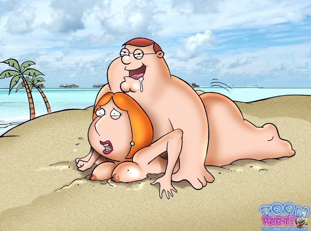 beach big_breasts boy_on_top buried_in_sand family_guy lois_griffin peter_griffin toon-party