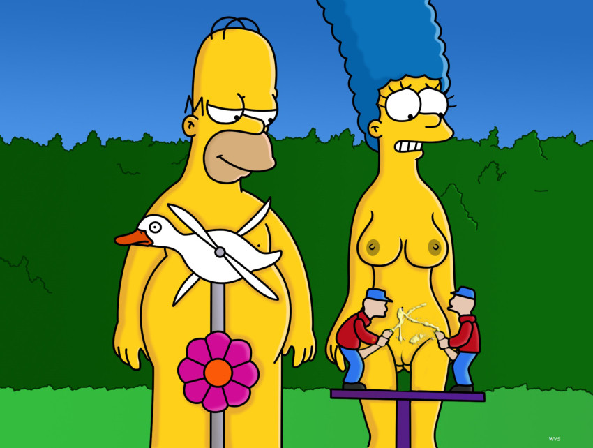 cum homer_simpson marge_simpson nude the_simpsons yellow_skin