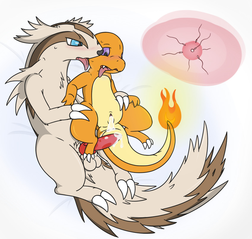 after_sex after_vaginal candyumbry charmander cum_drip linoone male/female pokemon