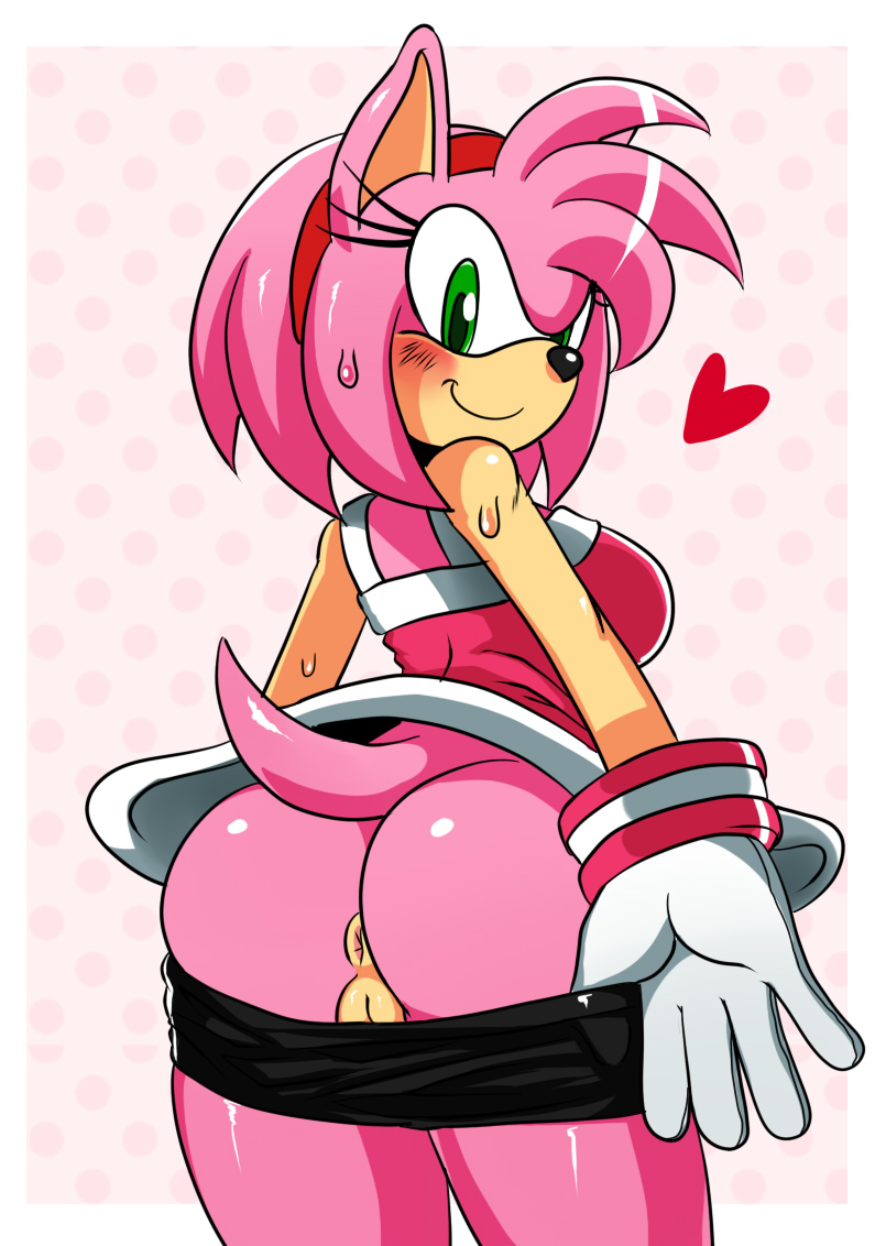 2013 amy_rose anthro anus ass blush breasts female furry green_eyes hair heart hedgehog looking_at_viewer looking_back pink_hair pussy sega smile solo sonic_(series) sssonic2 undressing