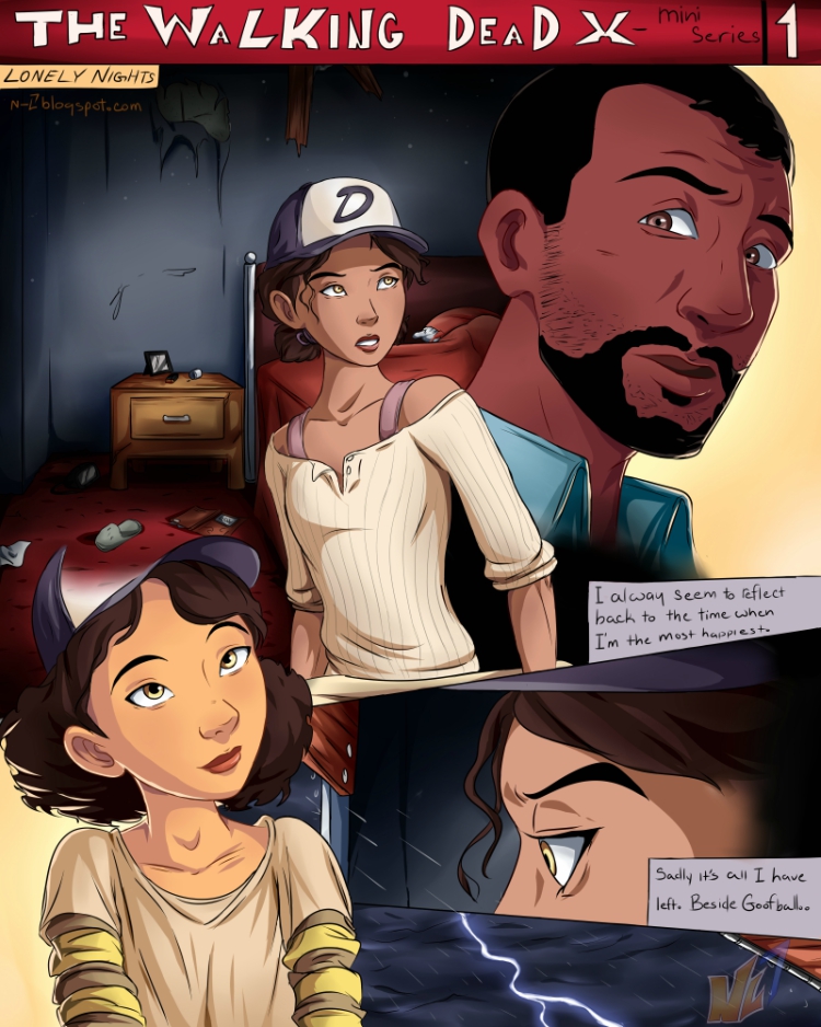 1girl baseball_cap bedroom clementine_(the_walking_dead) clothed clothed_female comic comic_page english_text hat lee_everett male nolegal text the_walking_dead the_walking_dead:_a_new_frontier the_walking_dead_game