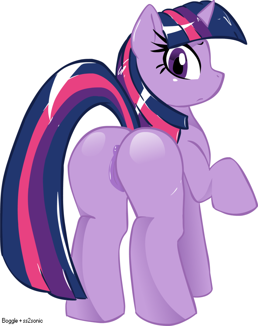 1_girl 1girl anthro ass boggle female female_only female_unicorn friendship_is_magic horn looking_back my_little_pony nude pony purple_eyes solo sssonic2 standing twilight_sparkle twilight_sparkle_(mlp) unicorn