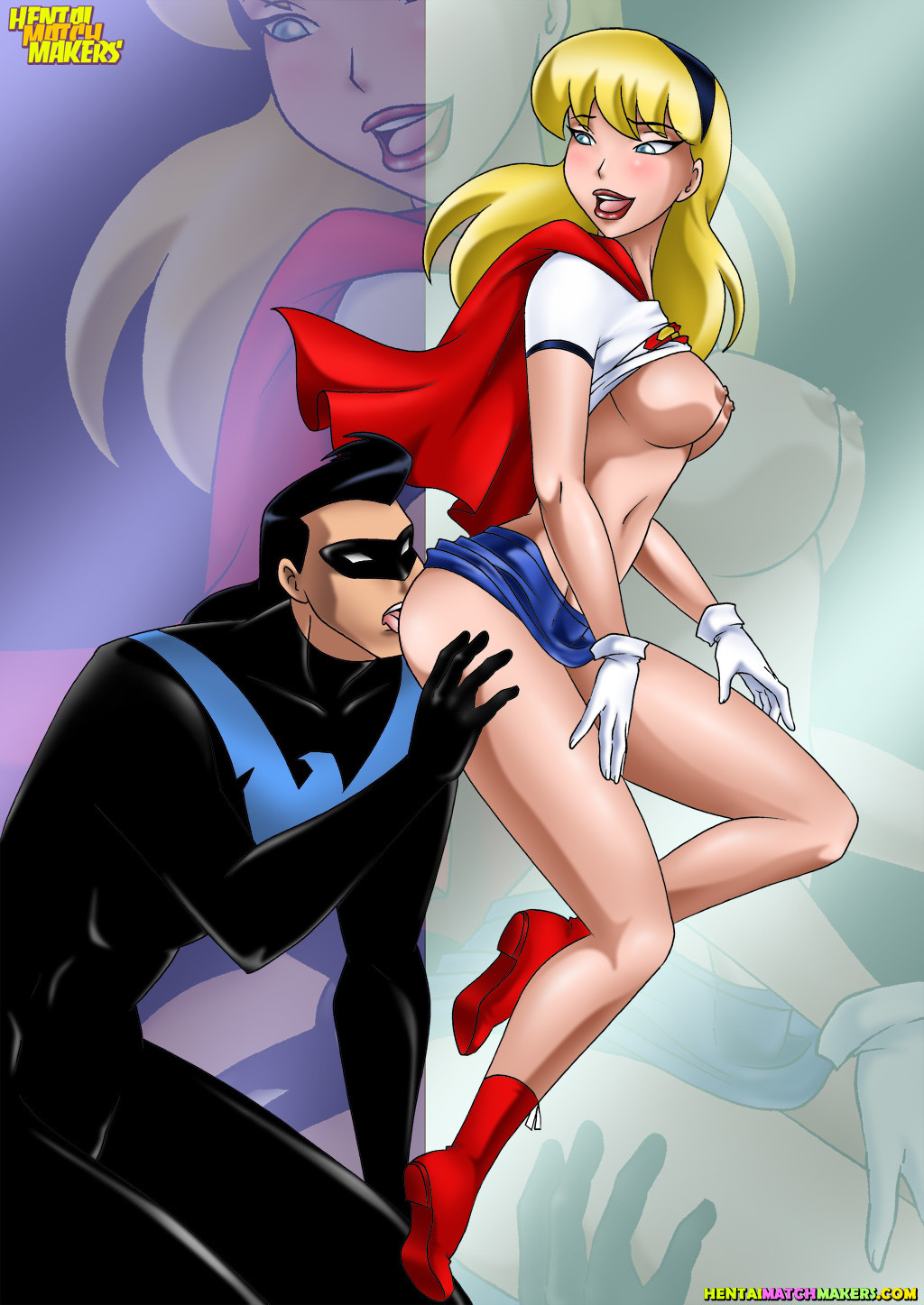 1girl batman:_the_animated_series batman_(series) dc dc_comics dcau dick_grayson hentaimatchmakers kara_zor-el linda_danvers nightwing supergirl superman:_the_animated_series superman_(series)