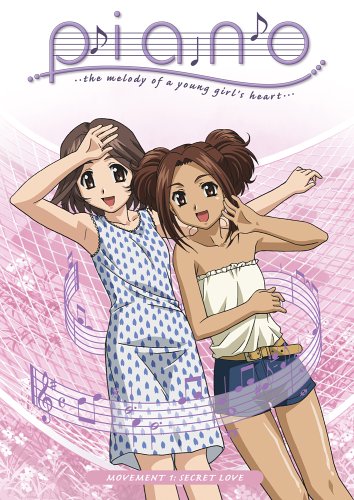 2_girls 2girls :d arm armpits arms art bare_legs bare_shoulders belt black_eyes brown_hair camisole character_request dark_skin dress english friends grey_hair interracial legs looking_at_viewer lying multiple_girls official_art open_mouth piano_(anime) piano_(series) short_hair short_shorts shorts strapless sundress