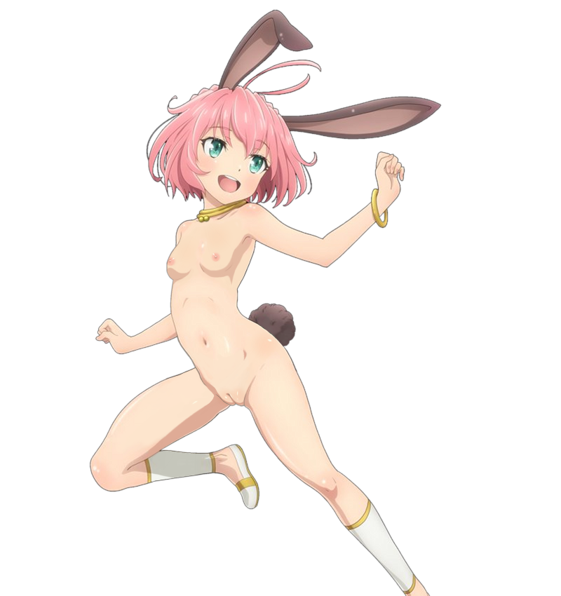 1girl 1girl 1girl animal_ears breasts bunny_ears bunny_tail completely_nude contentious_content female_only female_solo how_not_to_summon_a_demon_lord nipples nude nude_filter open_mouth perky_breasts pink_hair pussy small_breasts sylvie_(isekai_maou_to_shoukan_shoujo_dorei_majutsu) tail third-party_edit transparent_background