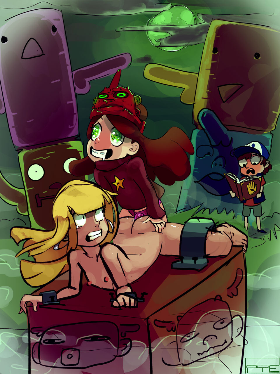dipper_pines doggy_position gravity_falls mabel_pines pacifica_northwest polyle sex strap-on