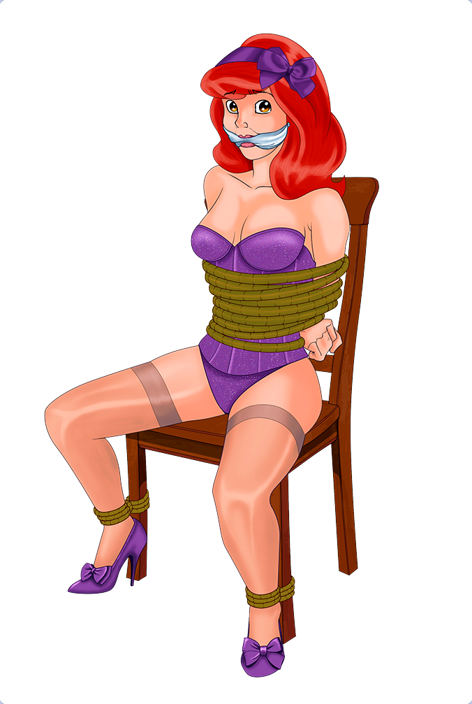bondage breasts daphne_blake hairband high_heels non-nude panties red_hair ropes scooby-doo stockings tagme tied underwear