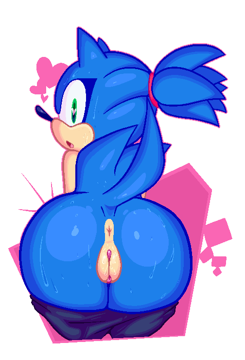 &lt;3 &lt;3_eyes 1girl alpha_channel anthro anus ass bent_over clothed clothing crossgender eulipotyphlan furry green_eyes hairband hedgehog looking_at_viewer looking_back mammal open_mouth pants_down partially_clothed ponytail presenting presenting_hindquarters pussy rear_view sega simple_background sonic_the_hedgehog sweat thanu tied_quills transparent_background