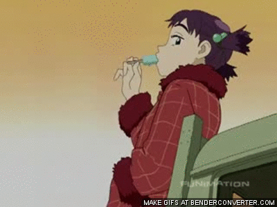 1girl flcl gif popsicle purple_hair solo